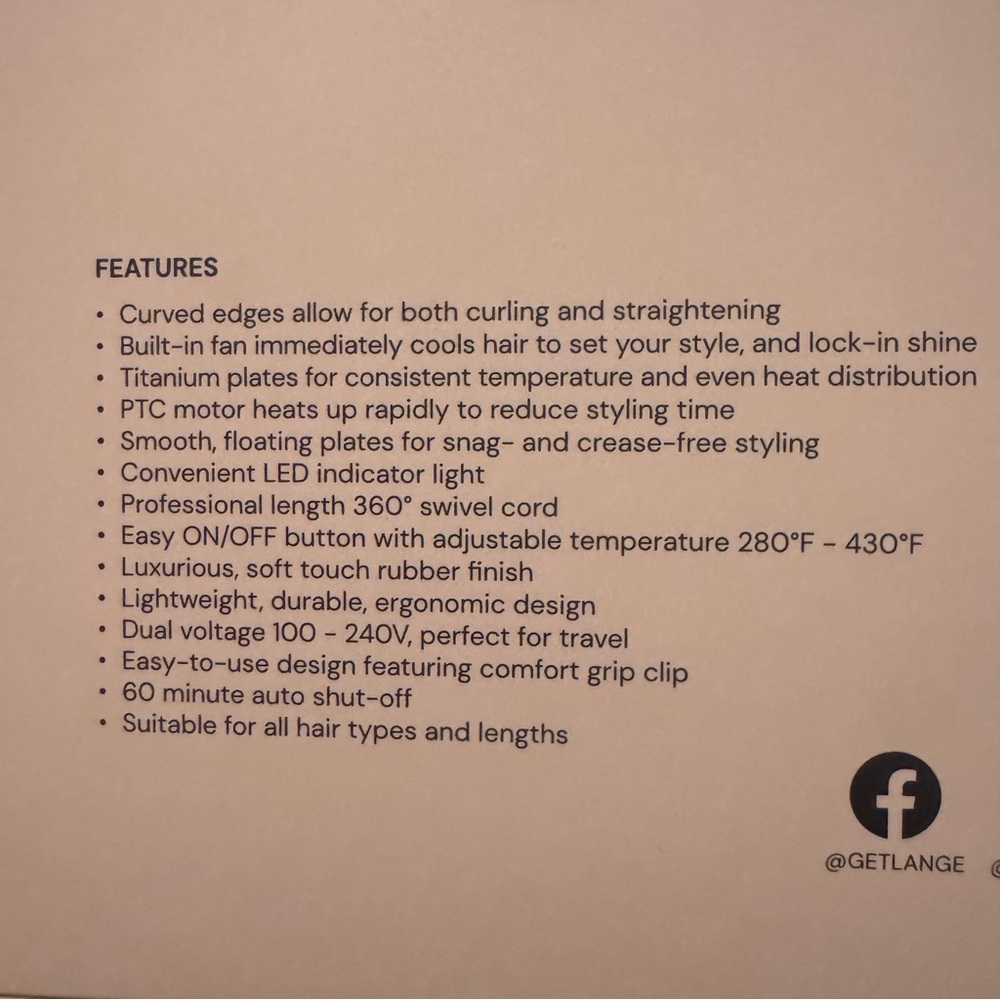 L’ange Le Duo 360° Airflow Styler Blush Curling & Straightening Iron - Picture 3 of 5